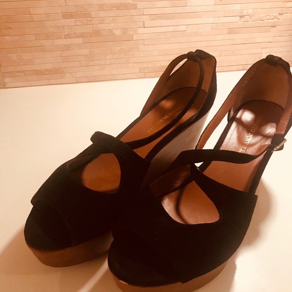 Roberto Durville black suede platform sandals